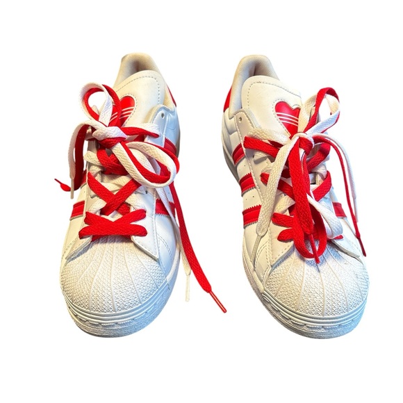adidas Originals Other - ❤️ ADIDAS HEART Superstar White/Red Shell Toe Sneakers 7Yor M/8.5W